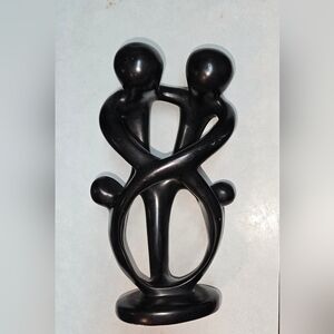 Black African Soapstone Family Sculpture Kenya Figurine